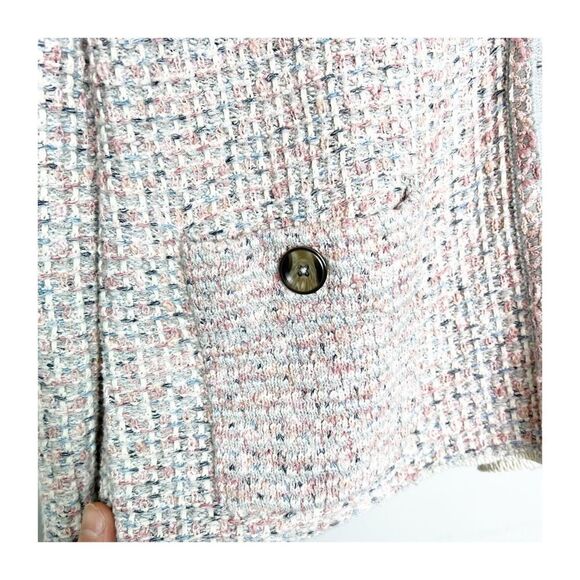 J. Jill Cotton Nylon Pink Cardigan Sweater Jacket Size S Clasp Front Textured V - Picture 8 of 10